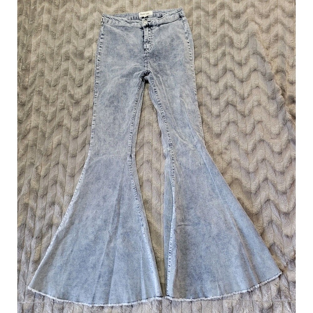 Peach Love Womens Juniors Size M Corduroy Jean Look Bell Bottoms Pants Retro